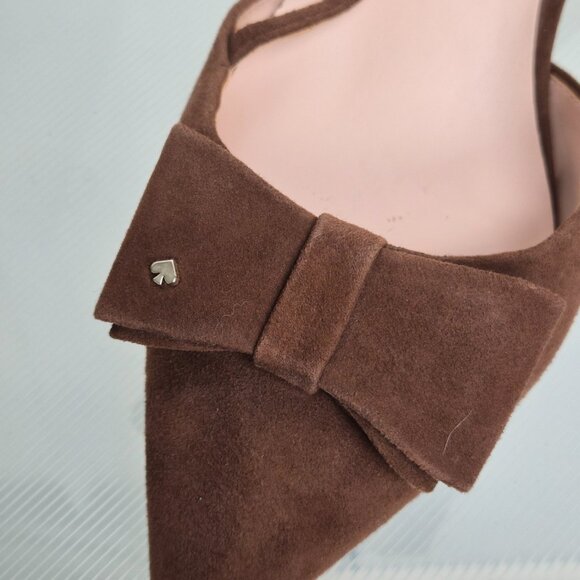 Kate Spade brown suede pointed toe low heel sandals with bow detail size 9B EUC - Picture 4 of 12